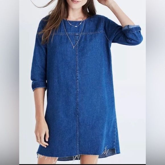 Madewell Denim Frayed Step Hem Dress. Size XXS - Picture 1 of 11